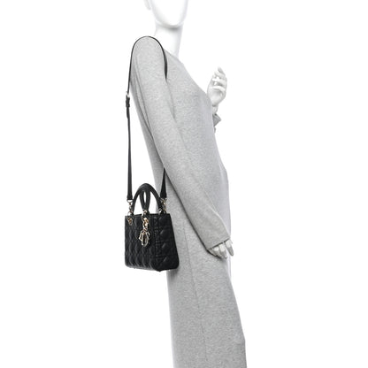 Christian Dior Grained Calfskin Cannage Small Lady Dior Black 2 of 11