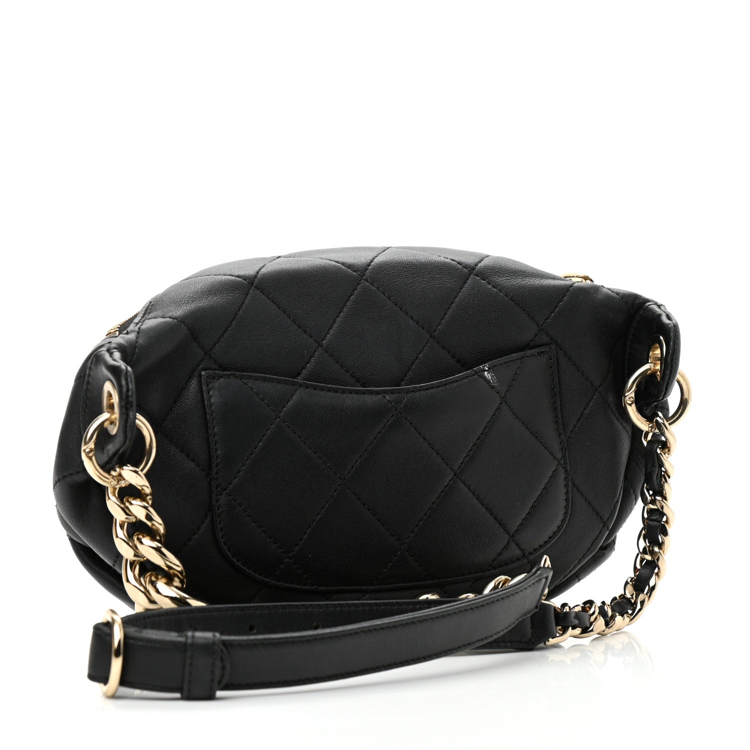 Chanel Lambskin Quilted Resin Bi-Color Waist Bag Fanny Pack Black 3 of 11