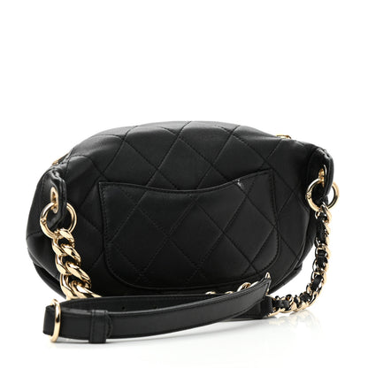 Chanel Lambskin Quilted Resin Bi-Color Waist Bag Fanny Pack Black 3 of 11