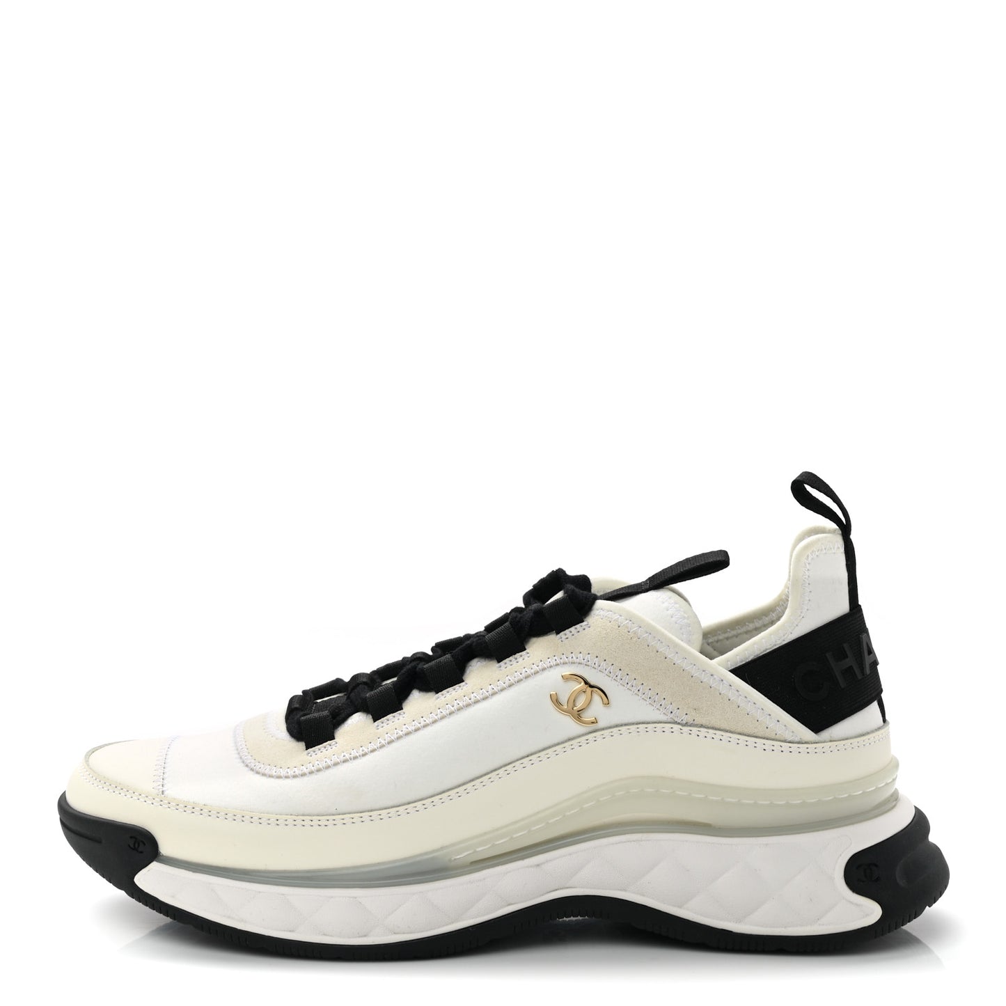 Velvet Calfskin Mixed Fibers Mens CC Sneakers 40 Ivory Black
