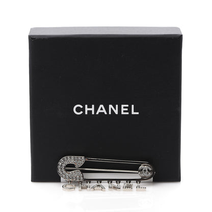 Chanel Crystal Safety Pin Brooch Silver 5 of 5