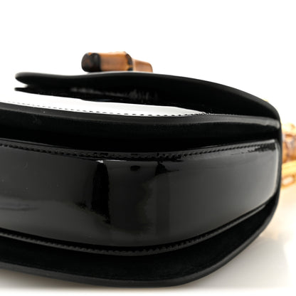 Gucci Patent Crystal Mini Bamboo 1947 Top Handle Chain Bag Black 10 of 11