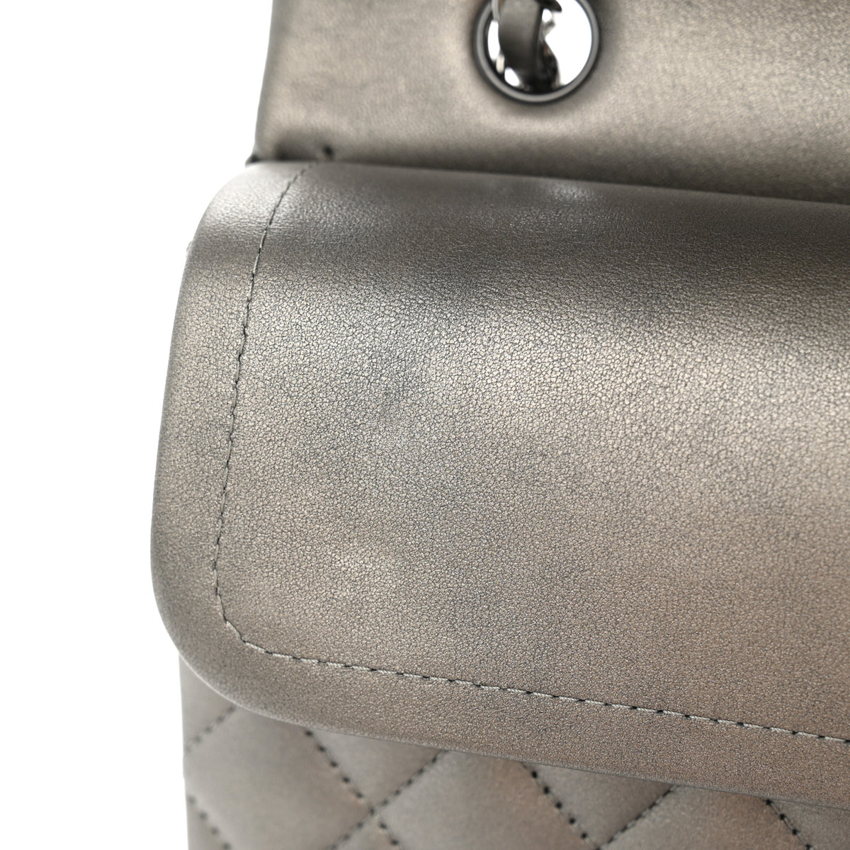 Chanel Metallic Calfskin Quilted Medium Double Flap Ruthenium 11 of 12