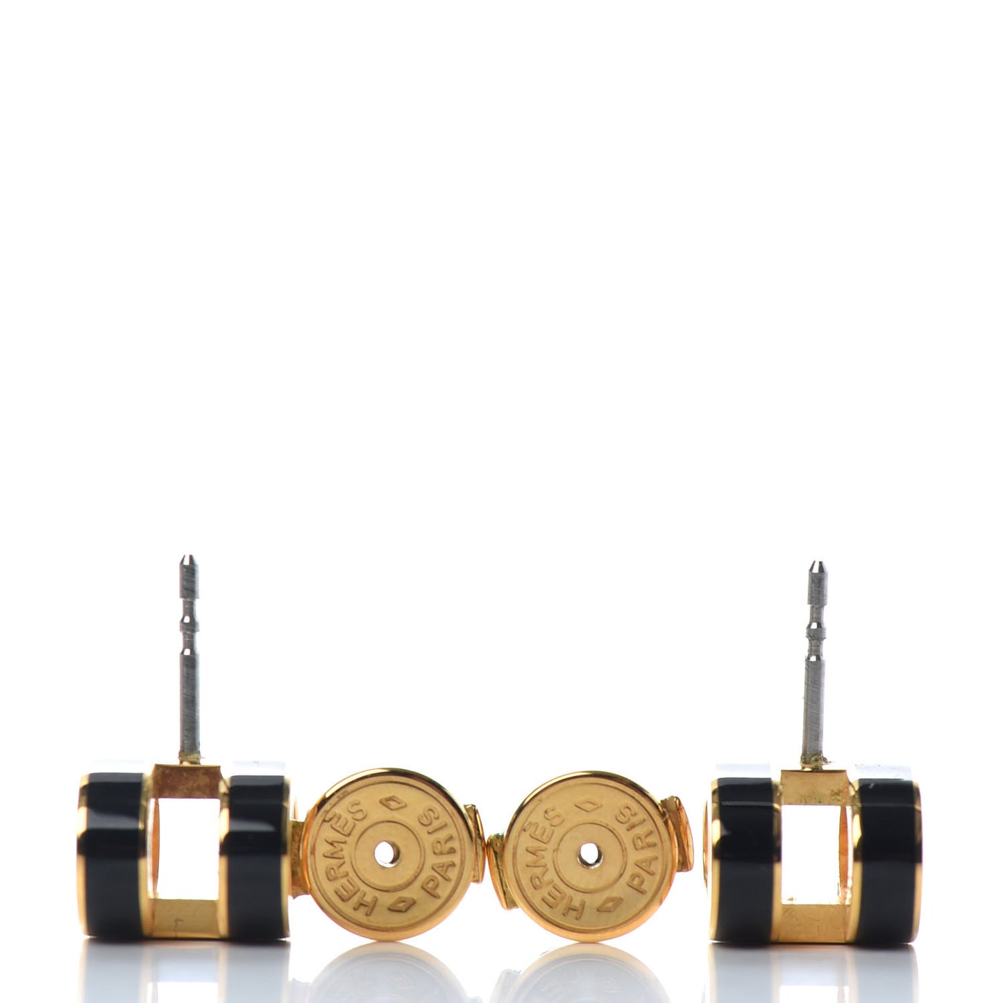 Gold Lacquered Pop H Earrings Black