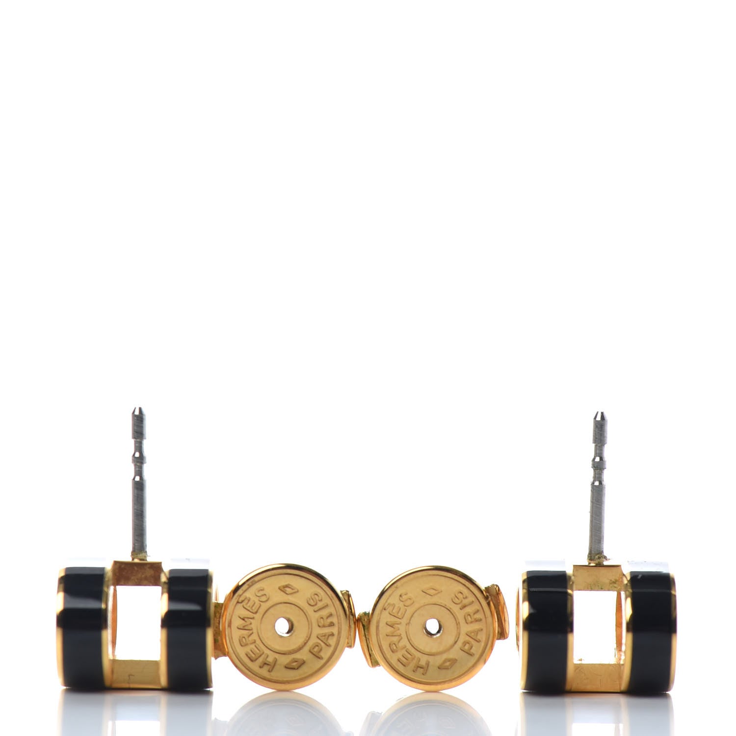 Hermes Gold Lacquered Pop H Earrings Black 3 of 3