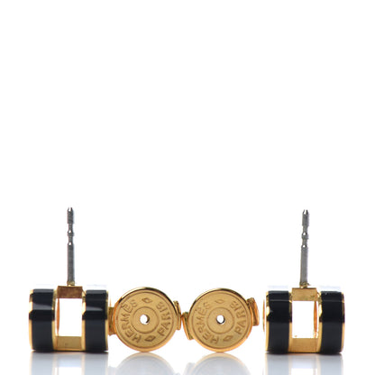 Hermes Gold Lacquered Pop H Earrings Black 3 of 3