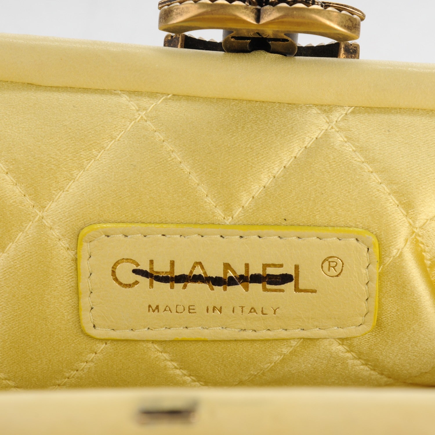 Chanel Satin Garden Evening Clutch Light Yellow 6 of 7
