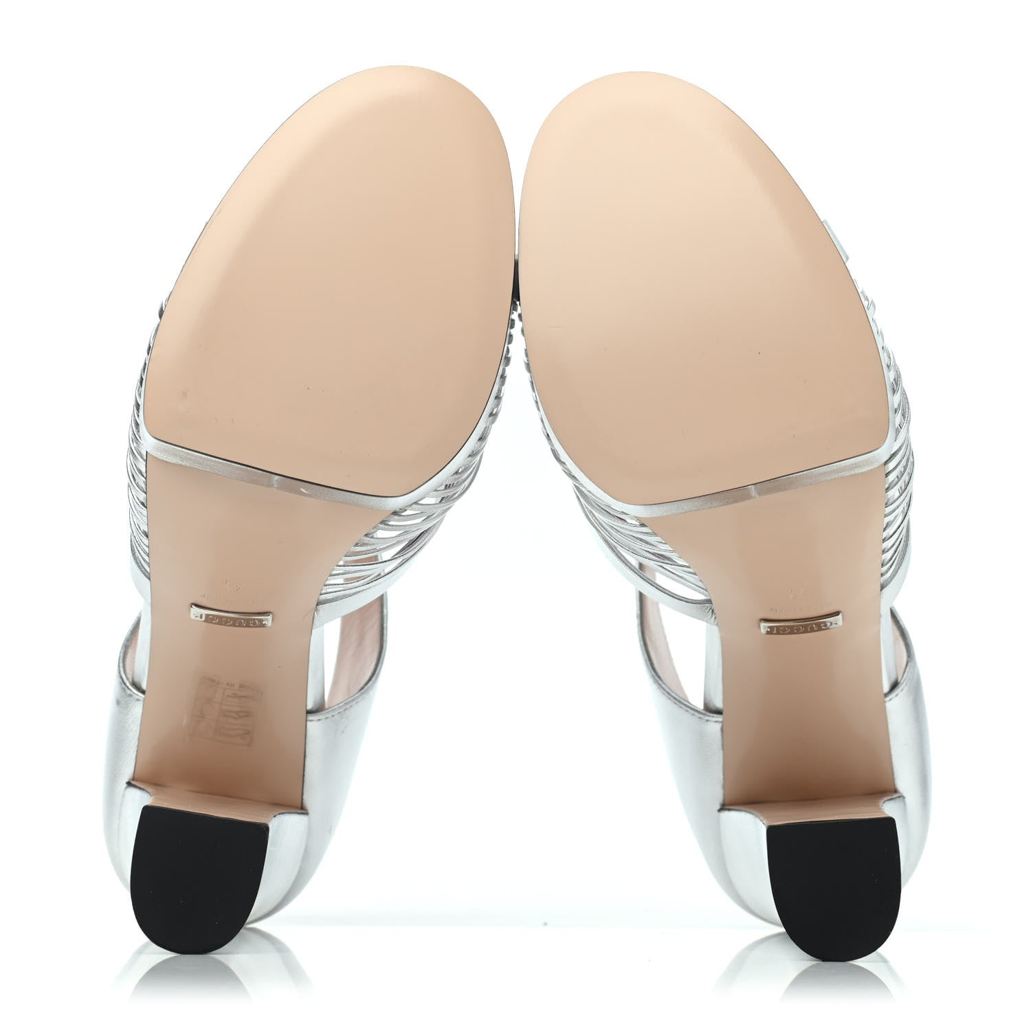 Gucci Metallic Nappa Crawford Knotted Strap Platform 41 Silver 4 of 4