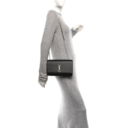 Saint Laurent Grain De Poudre Medium Classic Monogram Kate Satchel Black 2 of 11