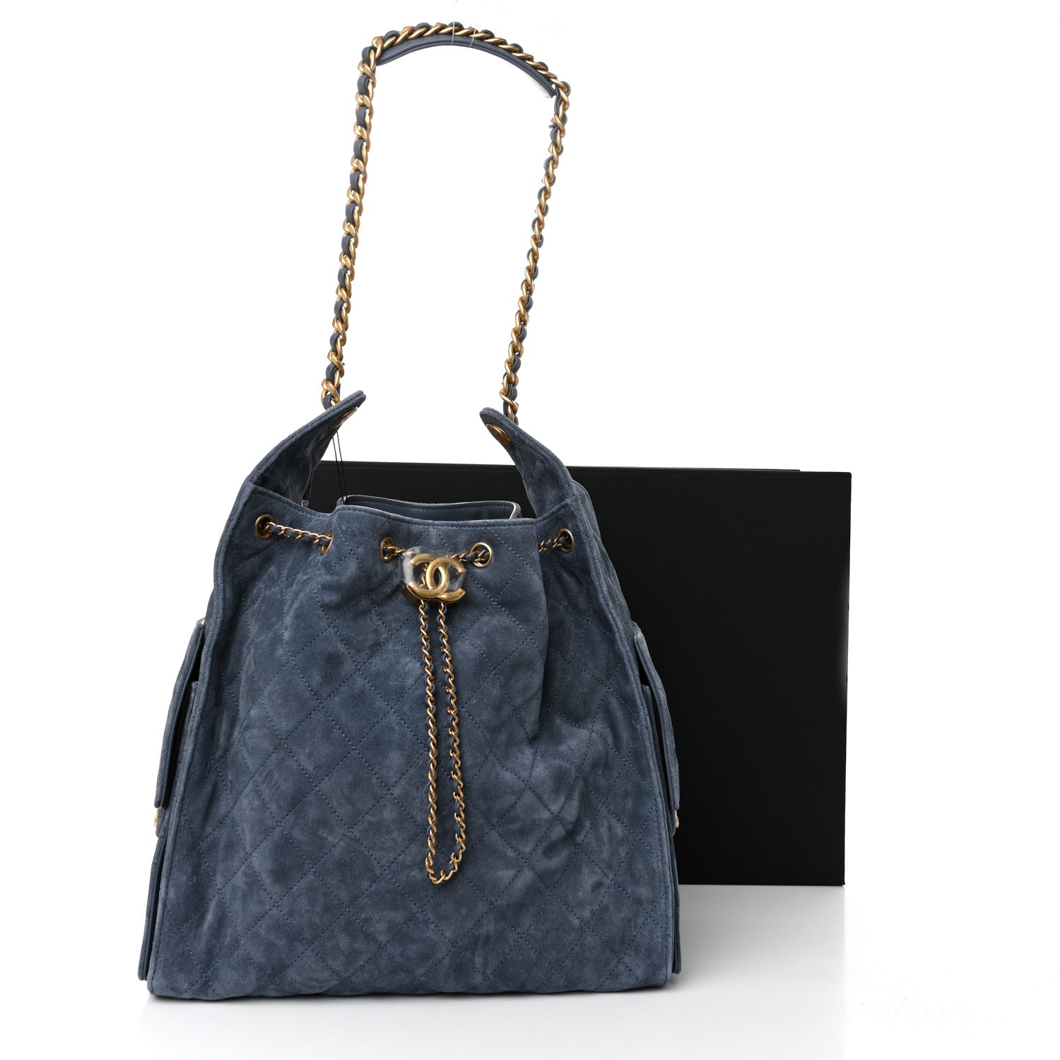 Chanel Suede Quilted Medium Chanel 25 Handbag Blue 12 of 12