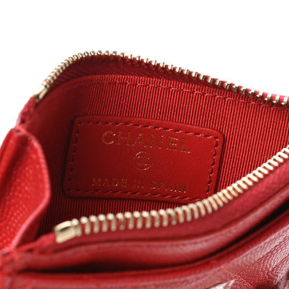Chanel Caviar Quilted CC Zip Card Holder Red 6 of 8