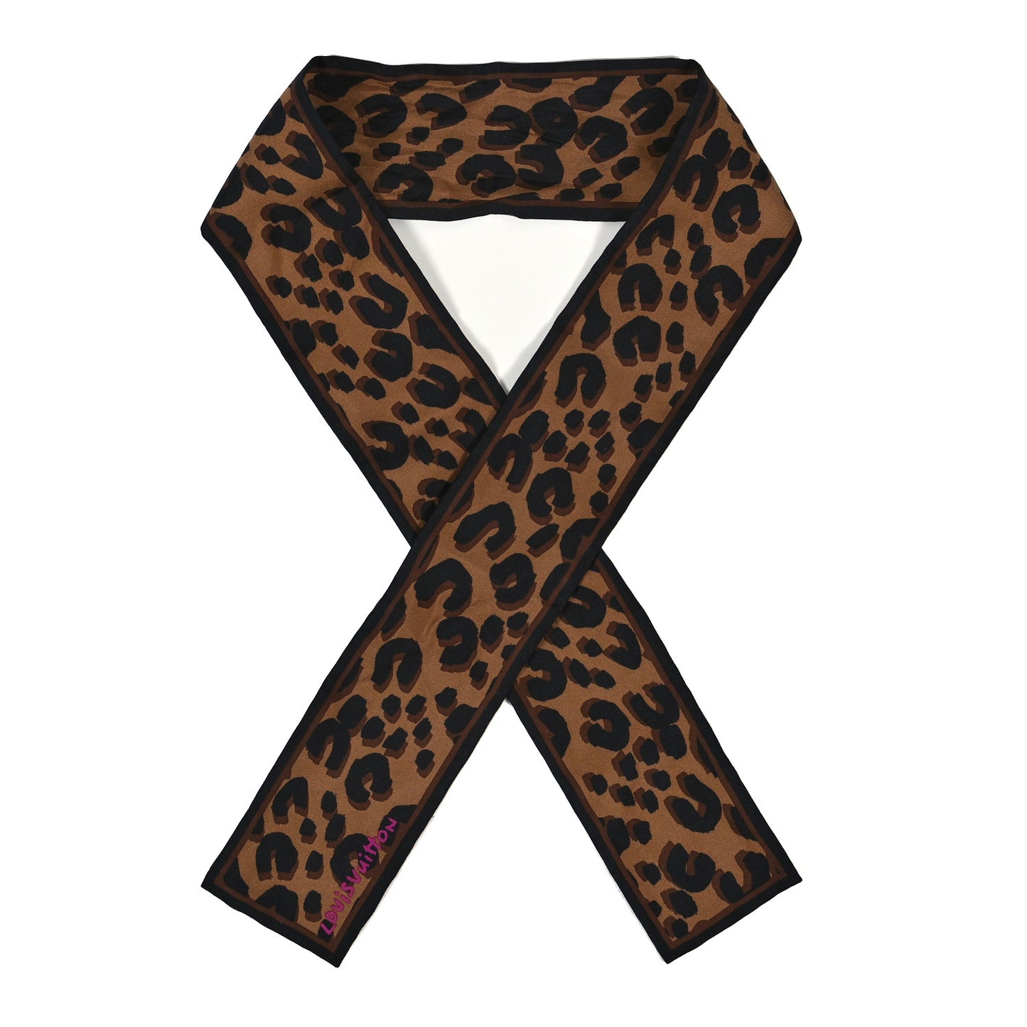 Silk Leopard Bandeau Scarf Marron