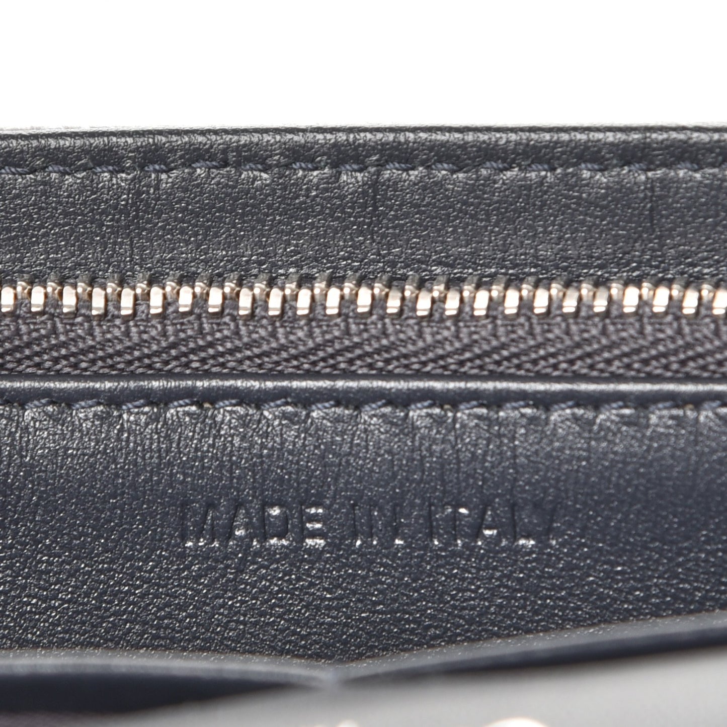 Metallic Grained Calfskin Diorama Wallet on Chain Pouch Silver