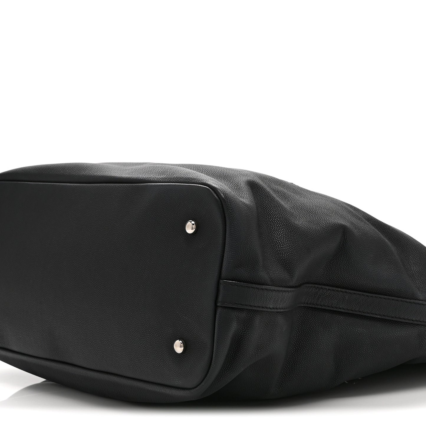Grained Calfskin Large Coco Eyelets Shopping Tote Black
