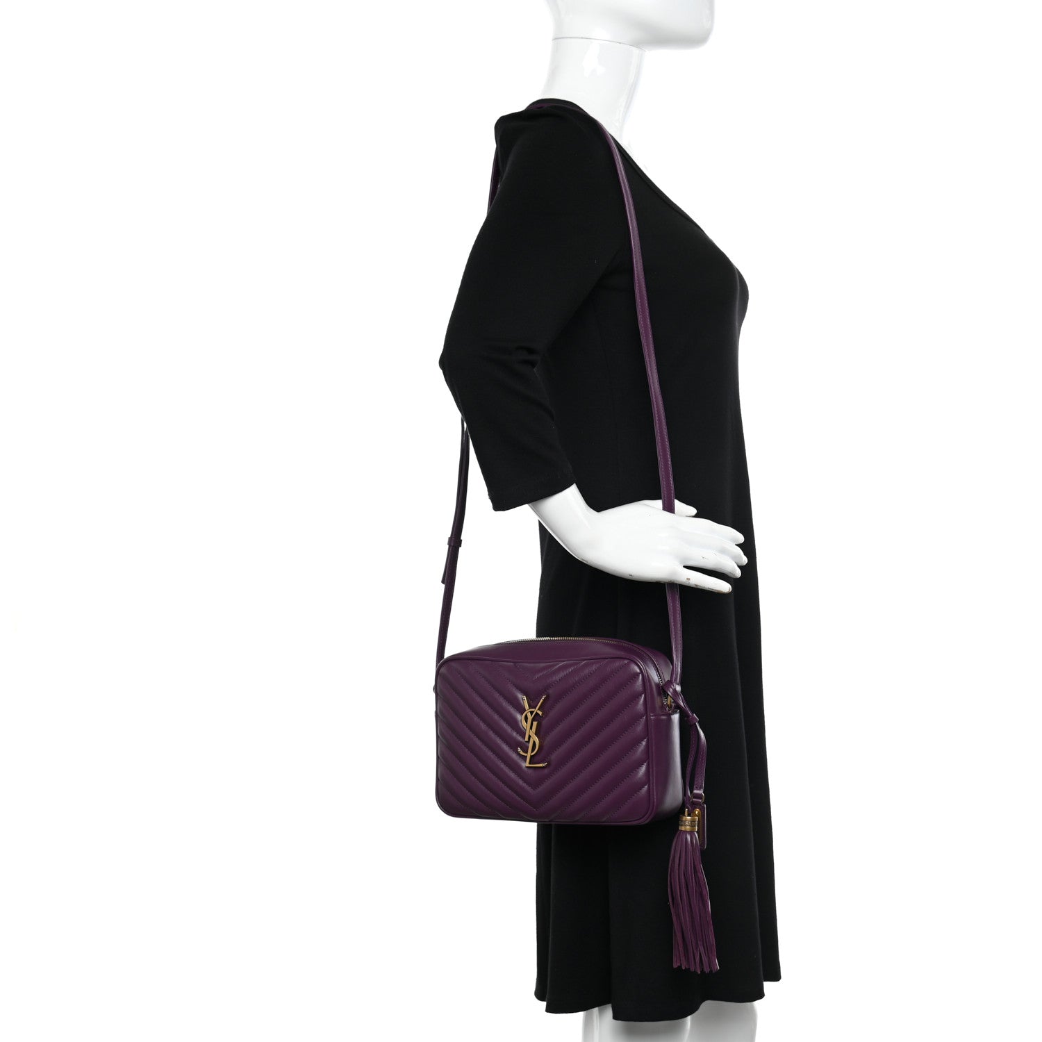 Saint Laurent Calfskin Matelasse Monogram Lou Camera Bag Purple 2 of 11