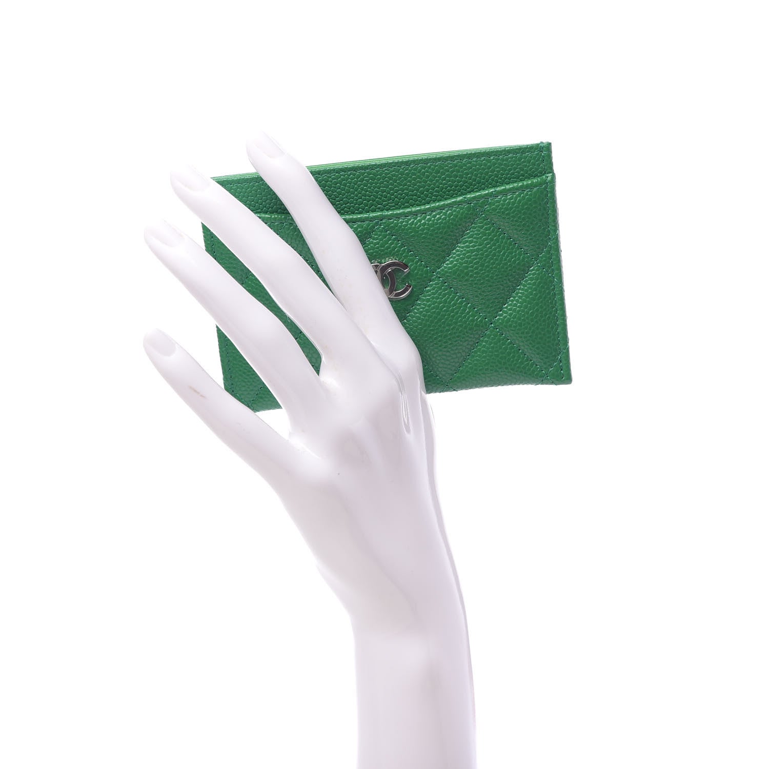 Chanel Caviar Quilted Card Holder Green 2 of 9