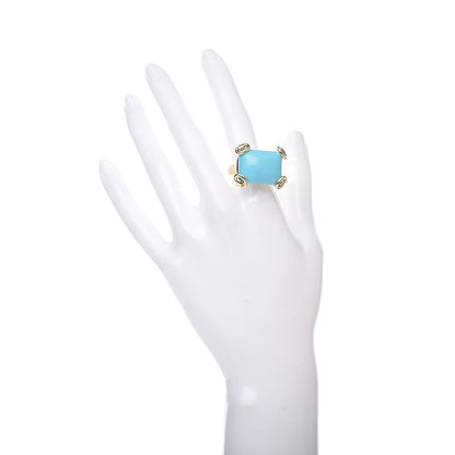 Gucci 18K Yellow Gold Turquoise Horsebit Ring 54 6.75 2 of 5
