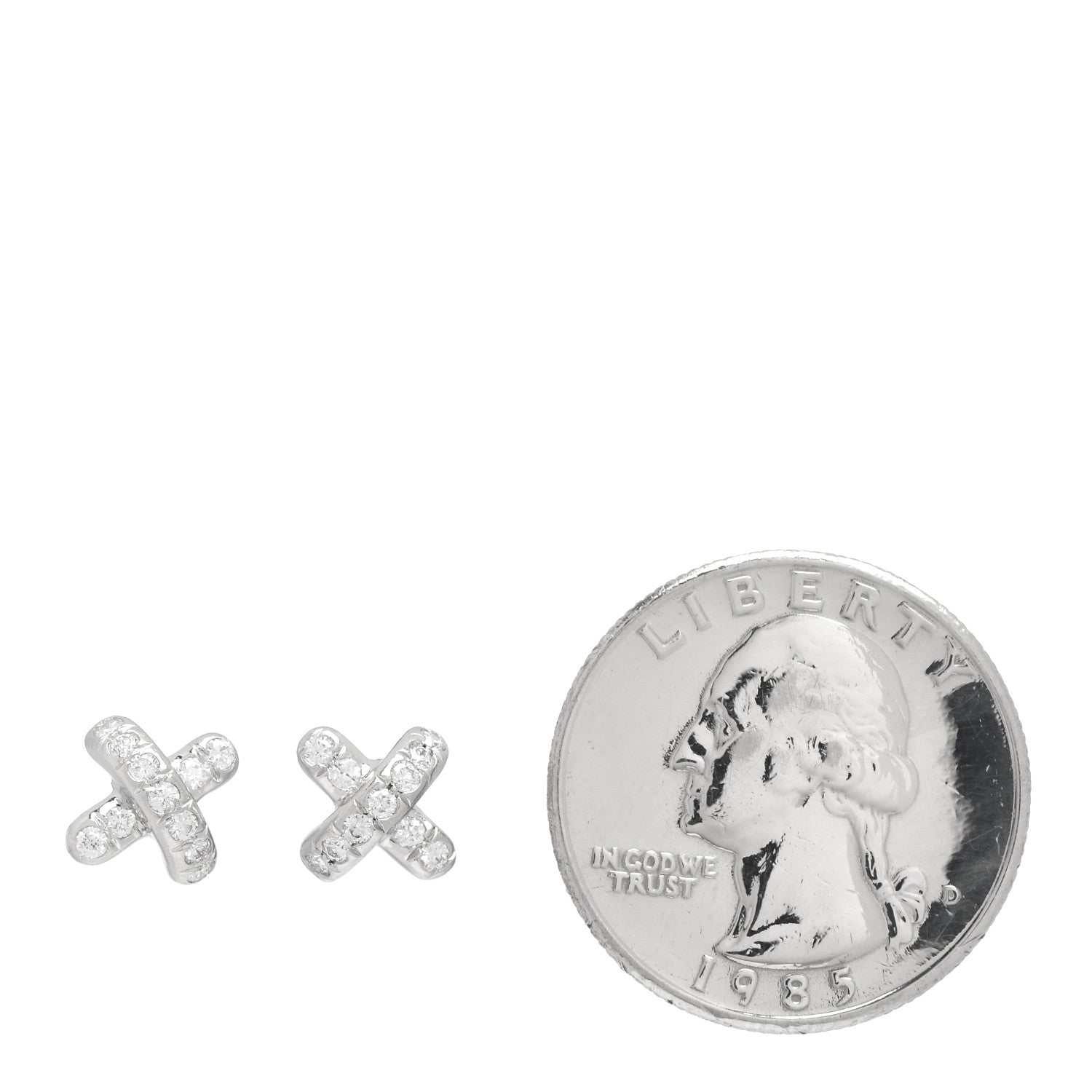 Tiffany Platinum Diamond Cross Stitch X Stud Earrings 2 of 4