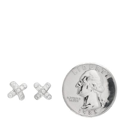 Tiffany Platinum Diamond Cross Stitch X Stud Earrings 2 of 4