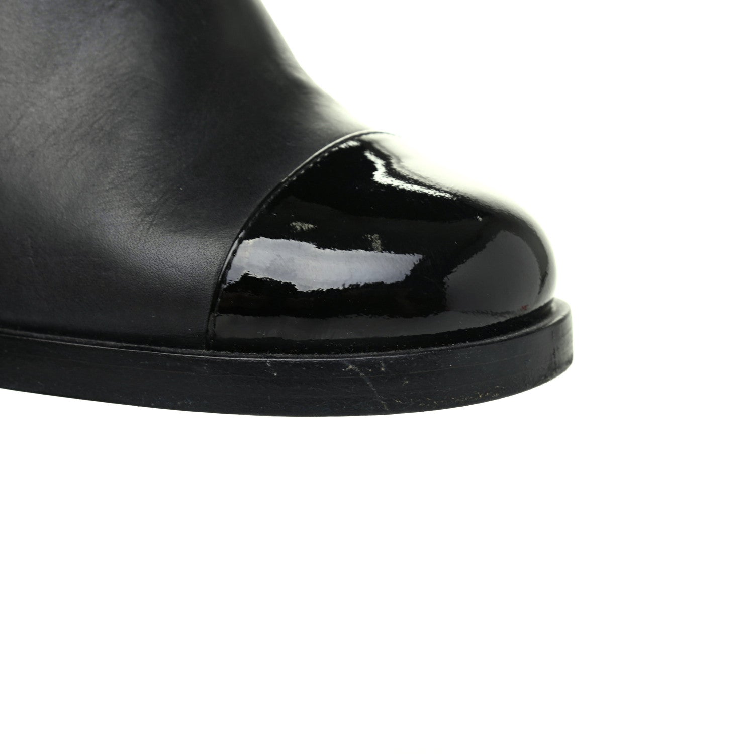 Chanel Calfskin Patent Cap Toe Short Ankle Boots 38 Navy Black 14 of 17