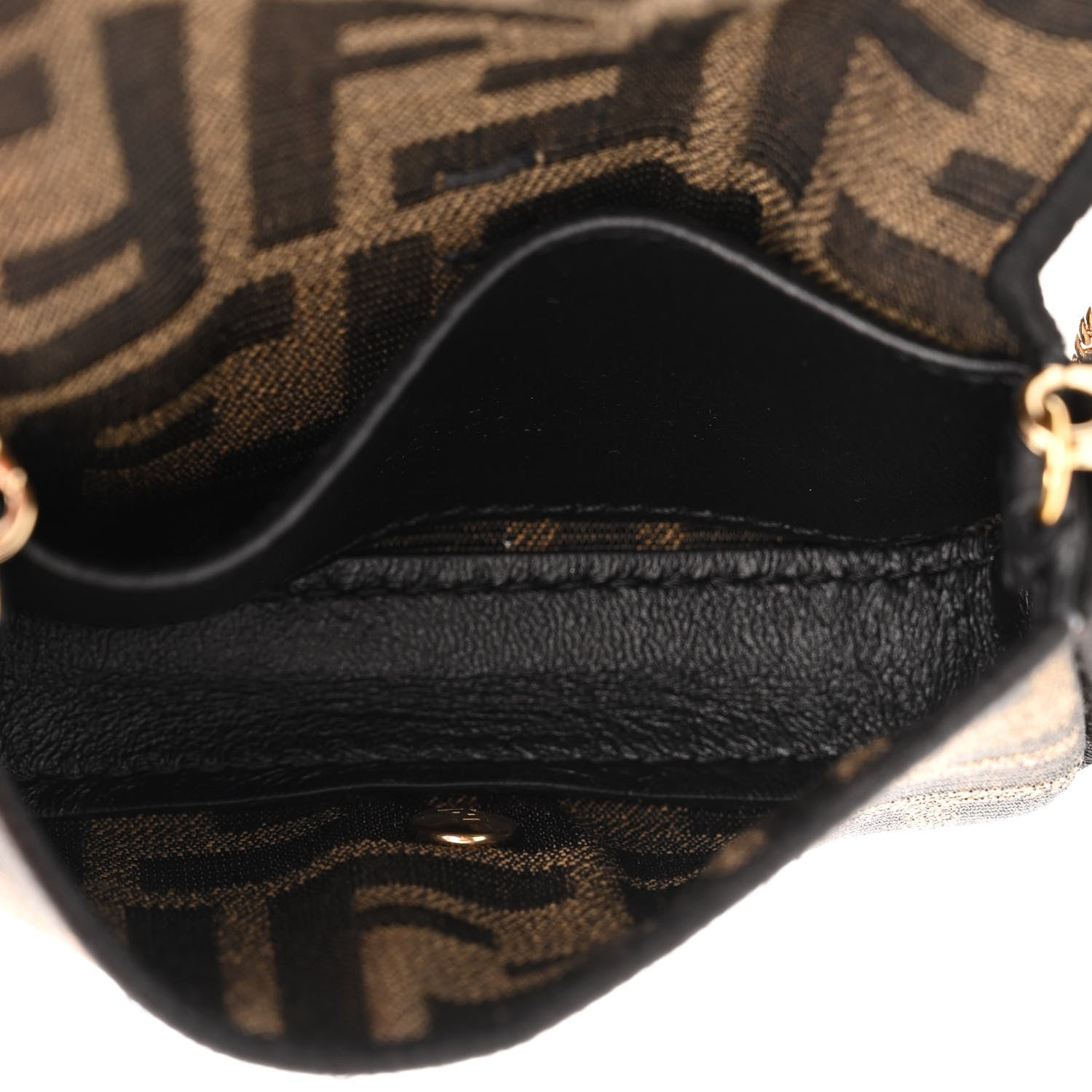 Fendi Fabric Jacquard FF 1974 Nano Baguette Charm Tobacco Moro Black 5 of 10