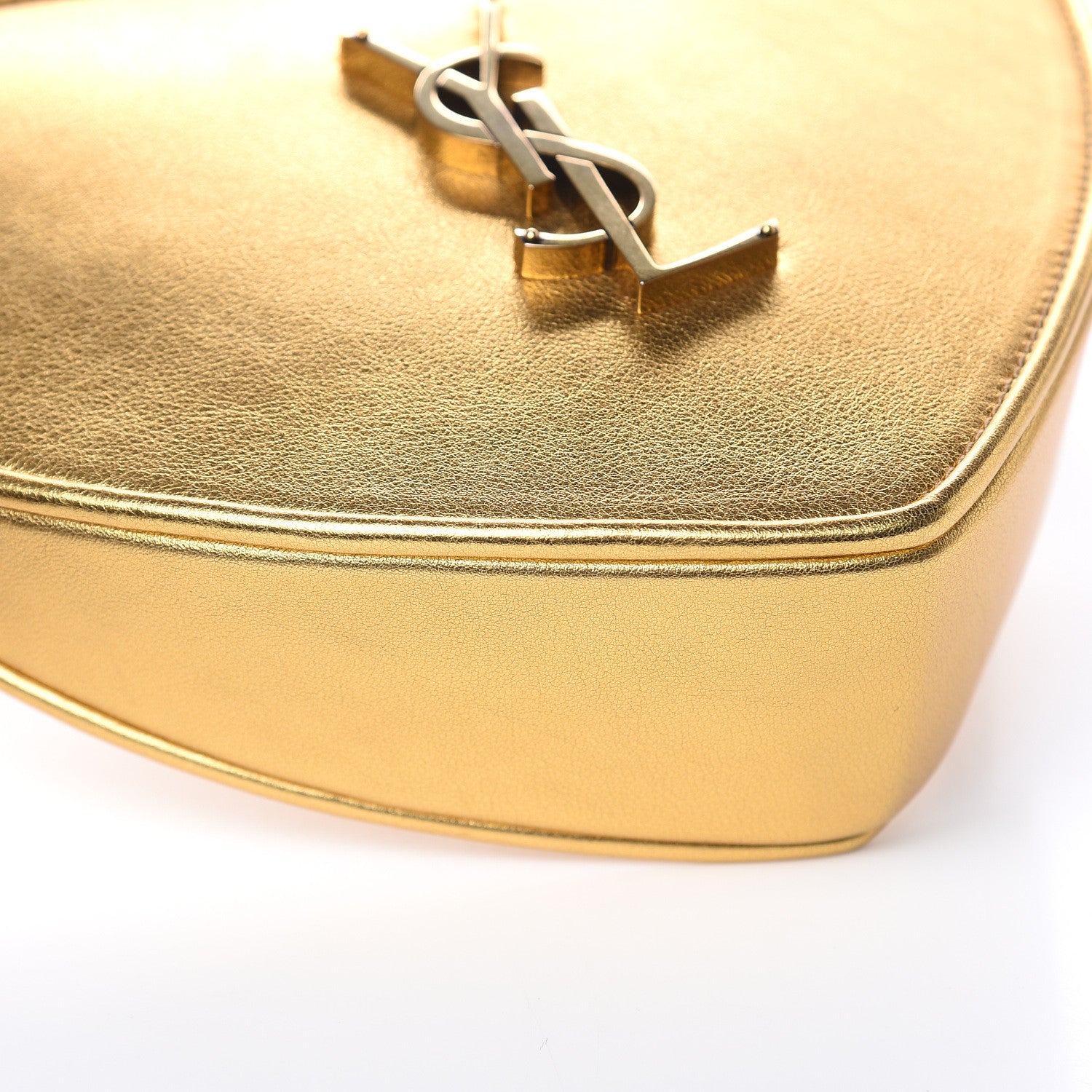 Saint Laurent Metallic Calfskin Heart Monogram Crossbody Gold 8 of 9