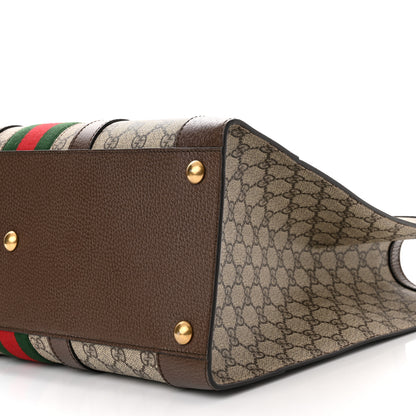 Gucci GG Supreme Monogram Textured Dollar Calfskin Web Large Ophidia Tote Bag Beige Ebony 10 of 10