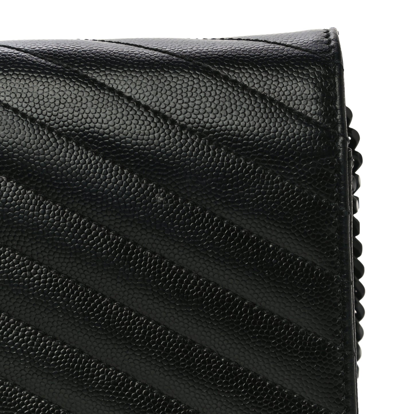 Grain De Poudre Matelasse Chevron Monogram Chain Wallet Black