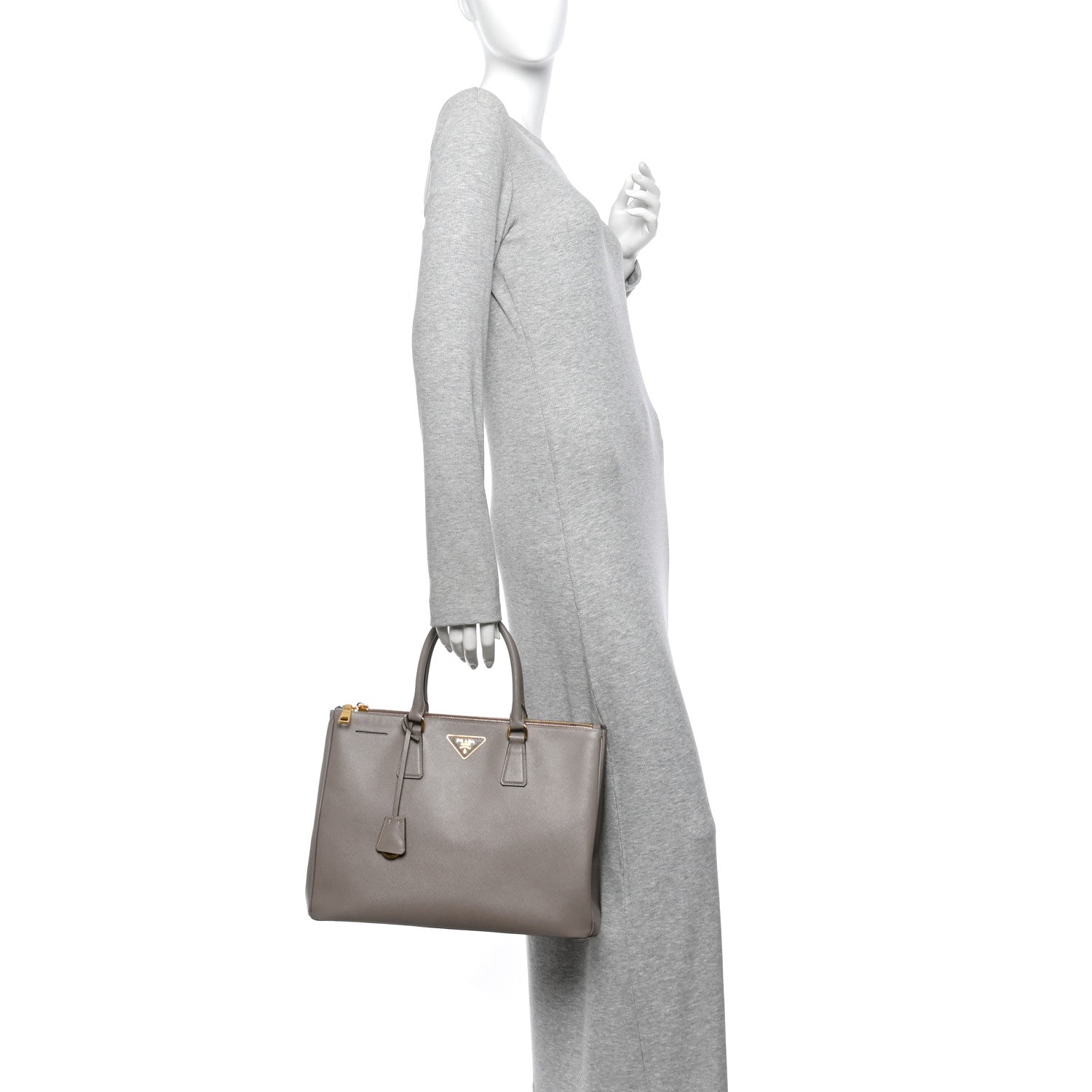 Prada Saffiano Lux Large Galleria Double Zip Tote Argilla 2 of 12