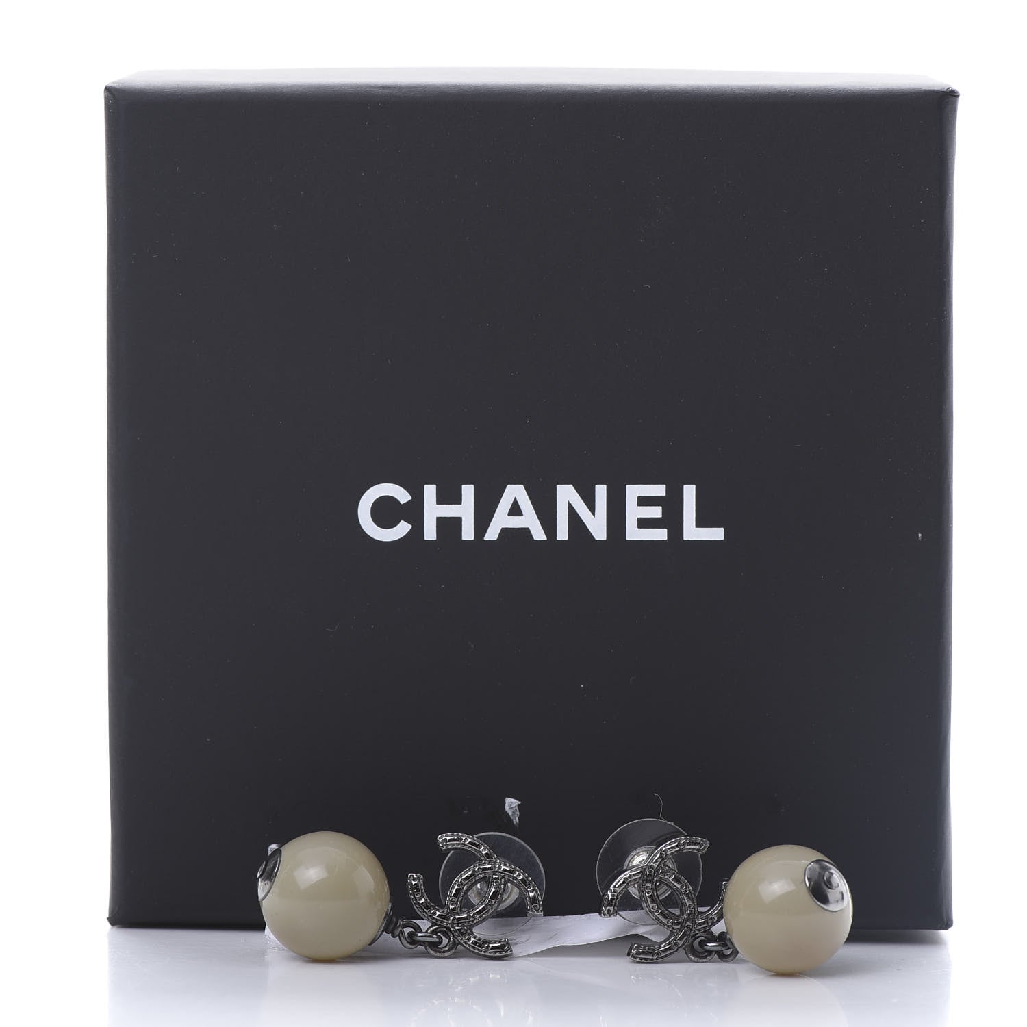 Chanel Ruthenium CC Bead Drop Earrings Gris 5 of 5