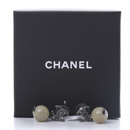 Chanel Ruthenium CC Bead Drop Earrings Gris 5 of 5