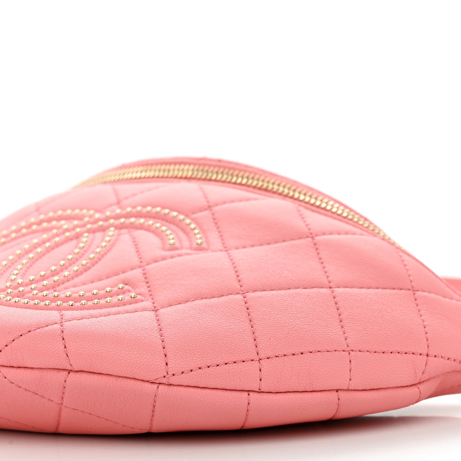 Chanel Lambskin Quilted Studded Waist Bag Fanny Pack Pink 10 of 10