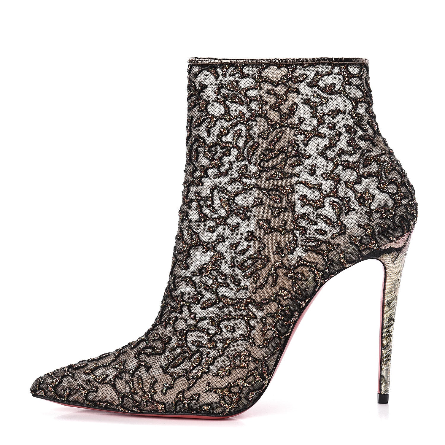 Christian Louboutin Mesh Glitter Nancy Bootie 100 Ankle Boots 36.5 Black 1 of 9