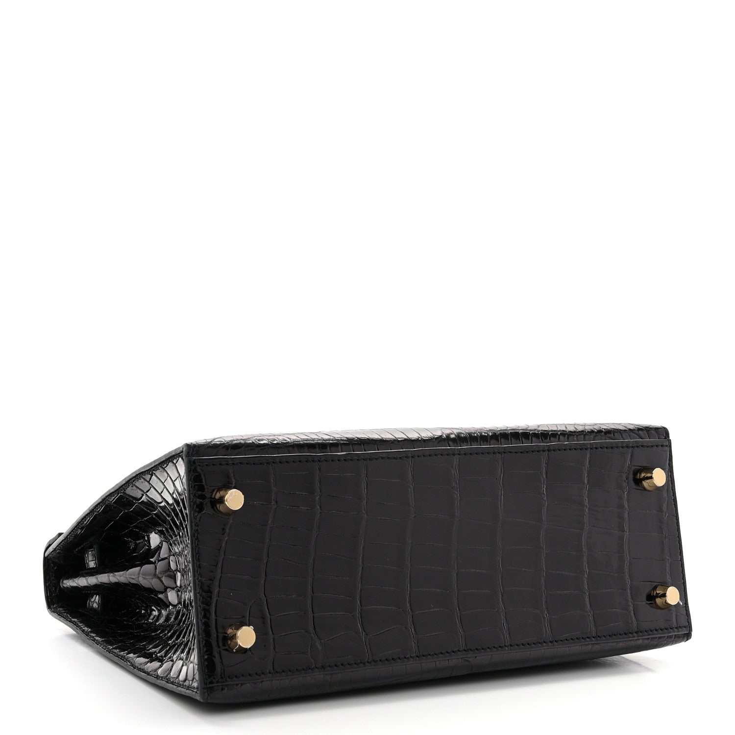 Hermes Shiny Porosus Crocodile Kelly Sellier 25 Black 4 of 11
