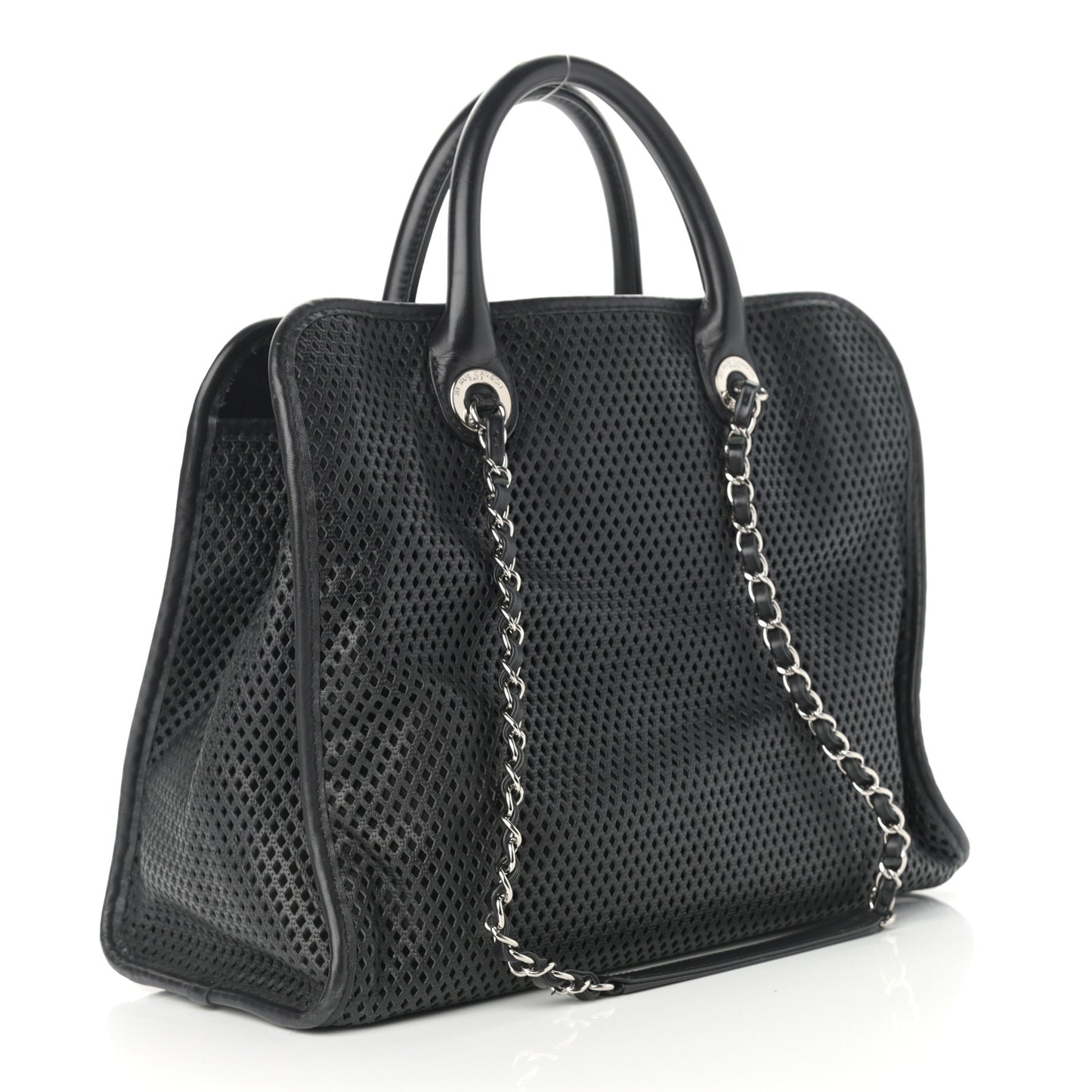 Calfskin Perforated Up In The Air Tote Black
