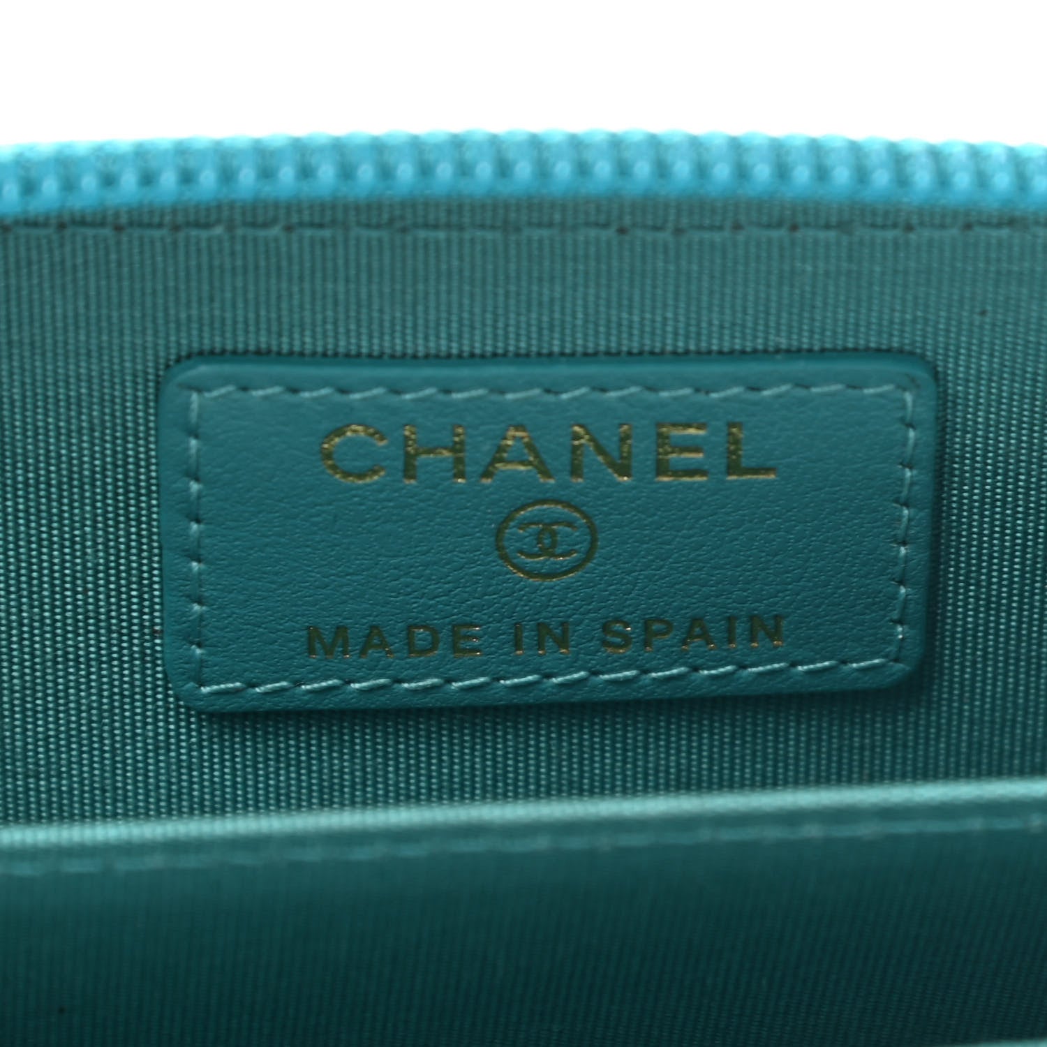 Chanel Caviar Quilted Boy Zip Around Coin Purse Wallet Turquoise 6 of 9