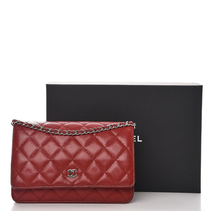 Chanel Caviar Quilted Wallet on Chain WOC Red 14 of 14