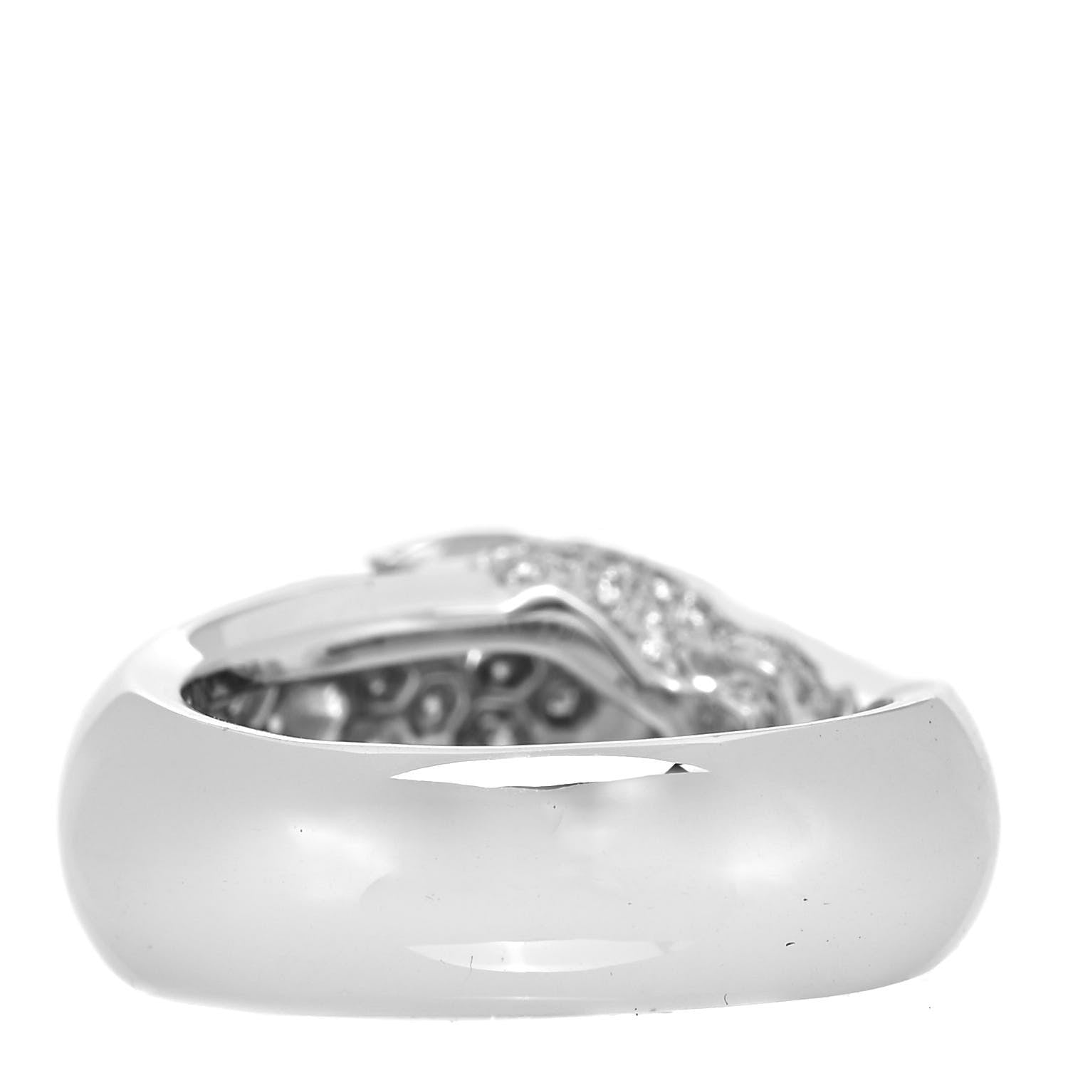 Cartier 18K White Gold Diamond Black Onyx Emerald Panthere De Cartier Ring 54 7 3 of 7