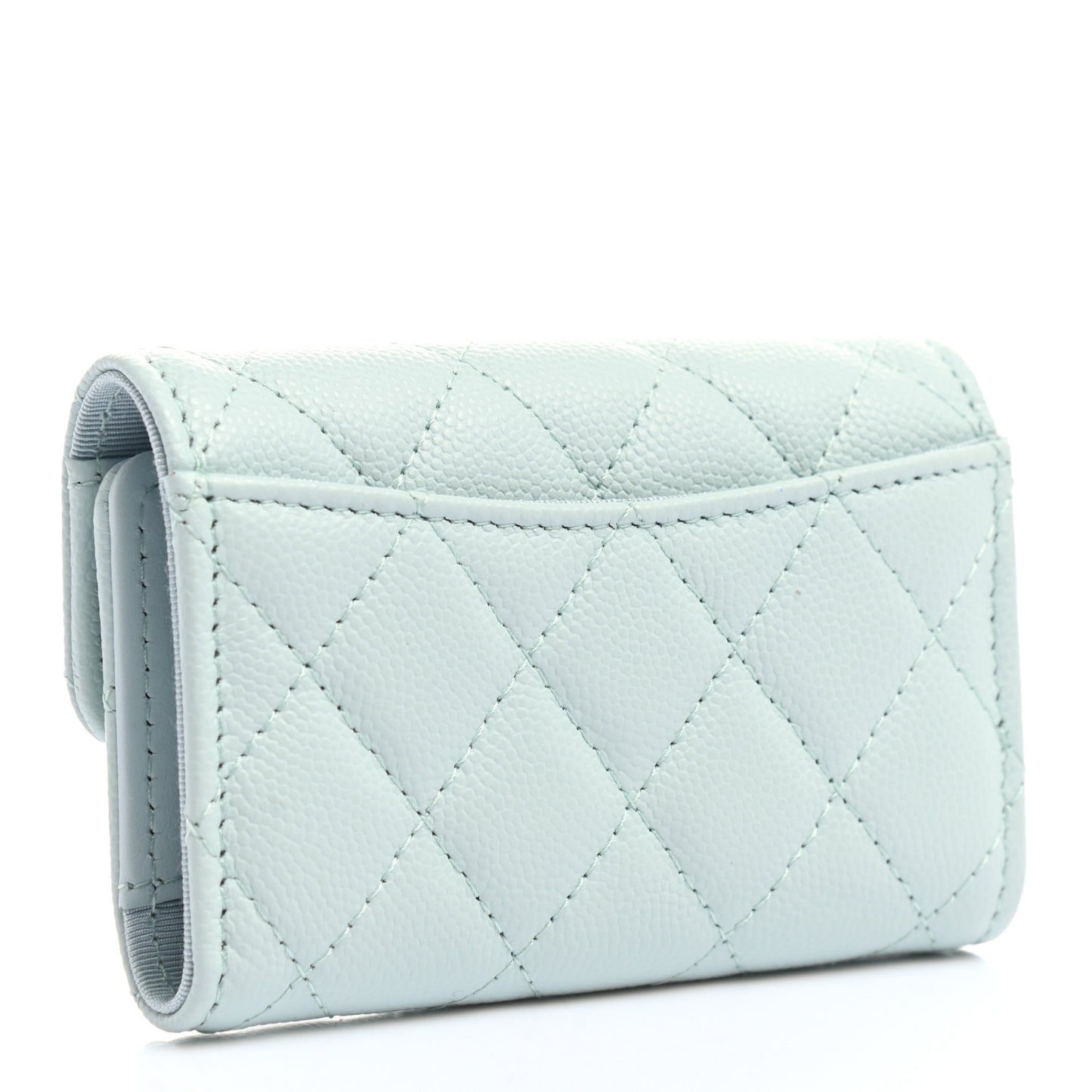 Caviar Quilted Classic 4 Key Holder Wallet Light Blue