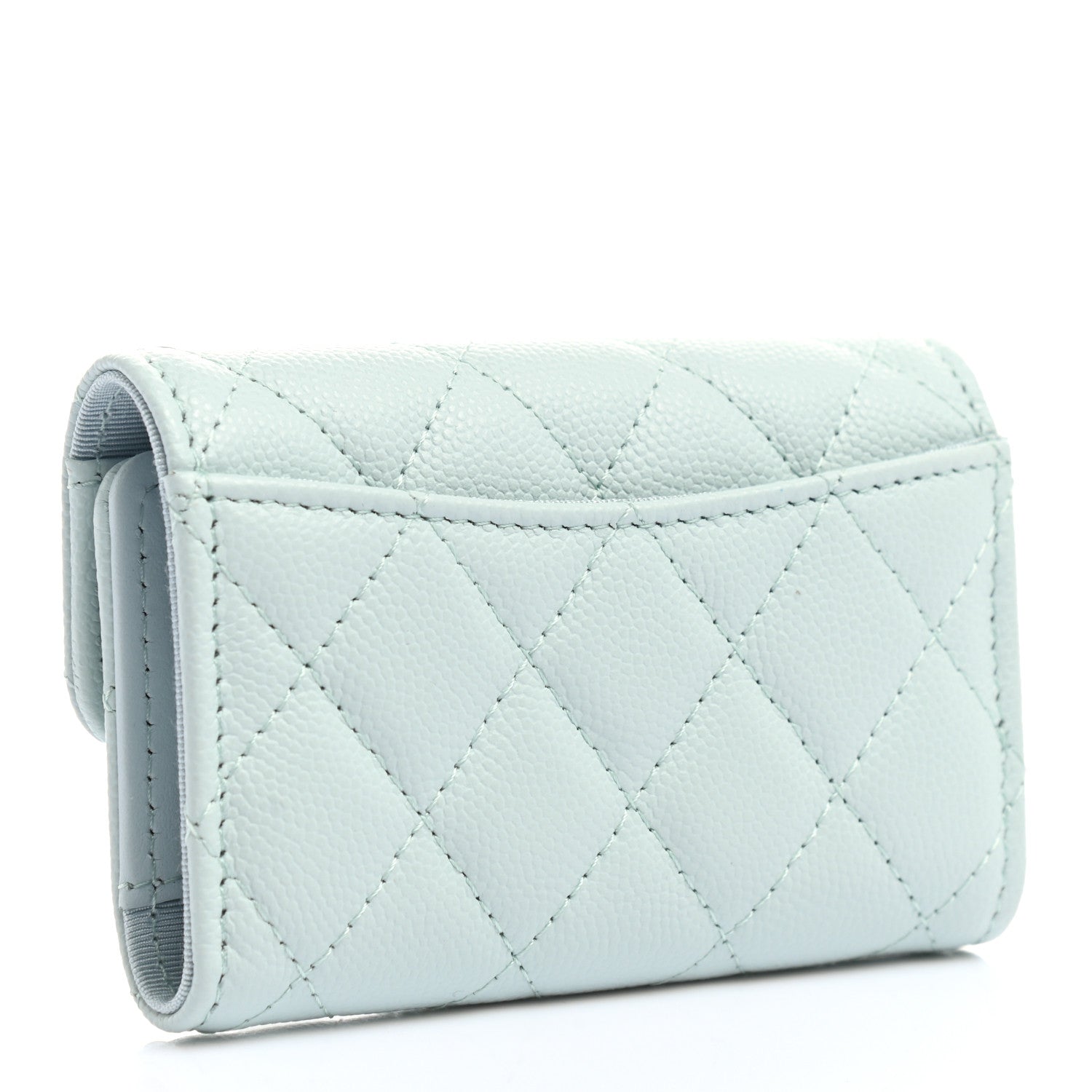 Chanel Caviar Quilted Classic 4 Key Holder Wallet Light Blue 3 of 8