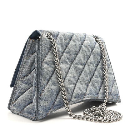 Balenciaga Washed Denim Quilted Medium Crush Chain Bag Denim Blue 3 of 9