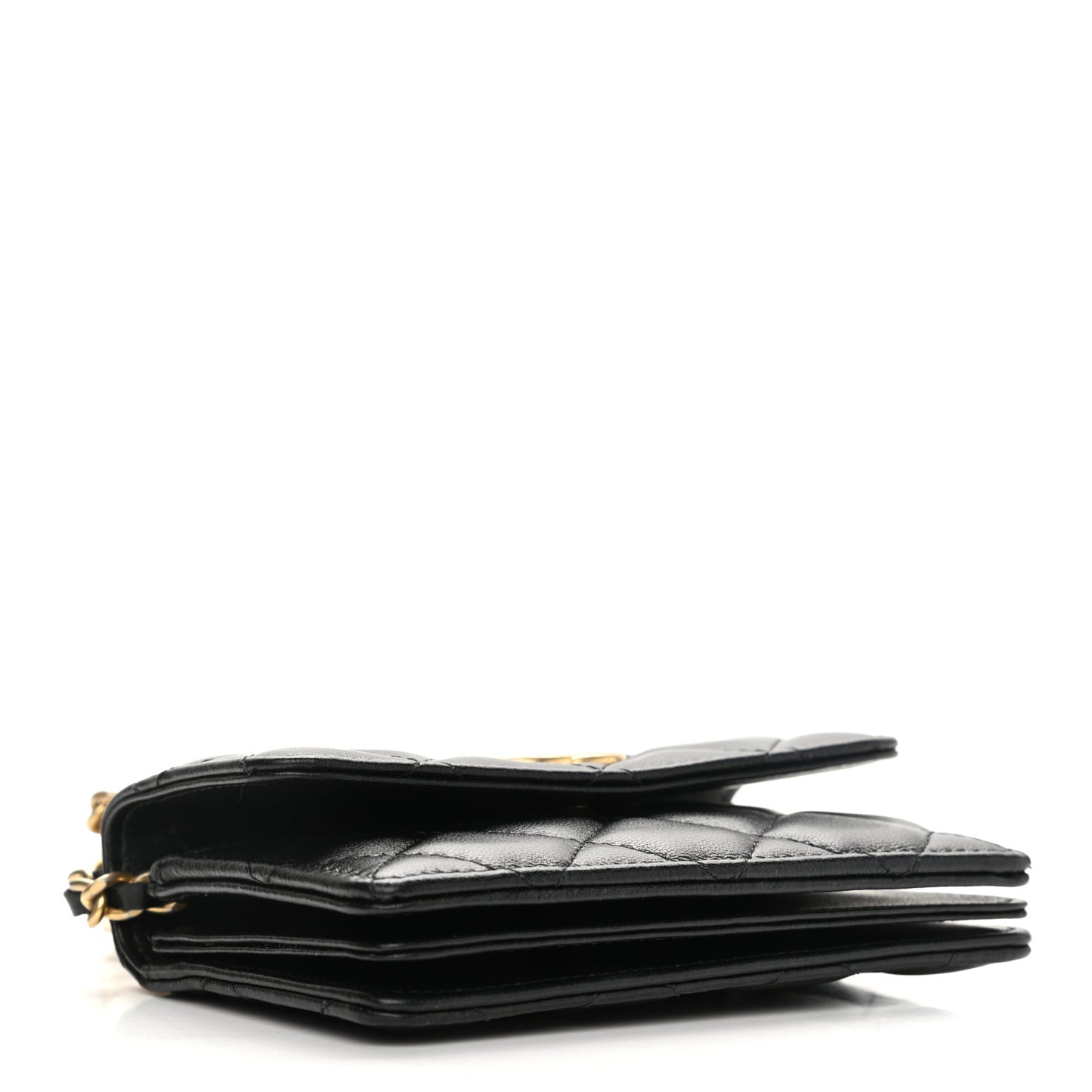 Lambskin Quilted Pearl Crown Clutch With Chain Black