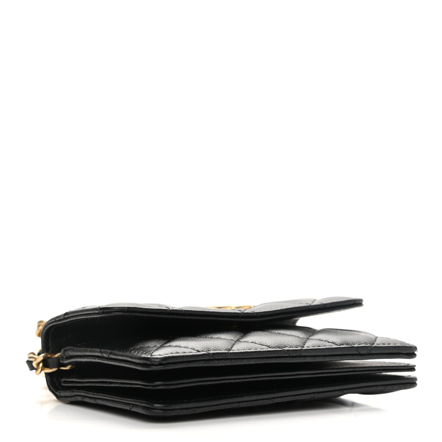 Chanel Lambskin Quilted Pearl Crown Clutch With Chain Black 4 of 12