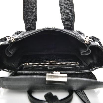 3.1 Phillip Lim 3.1 Textured Calfskin Woven Panel Mini Pashli Satchel Black Silver 5 of 10