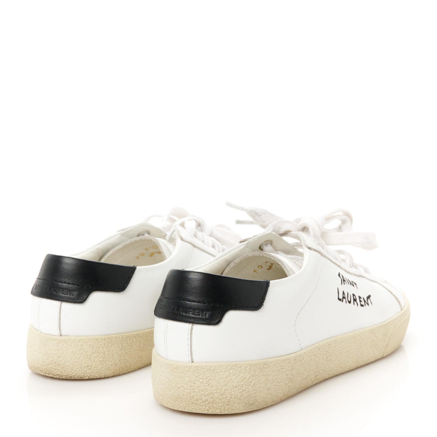 Calfskin Embroidered Court Classic Sneakers 38 White Black