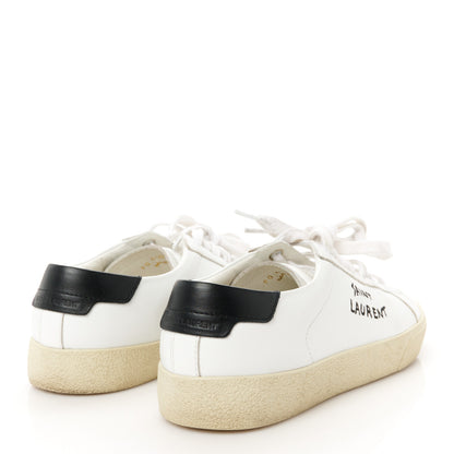 Saint Laurent Calfskin Embroidered Court Classic Sneakers 38 White Black 5 of 9