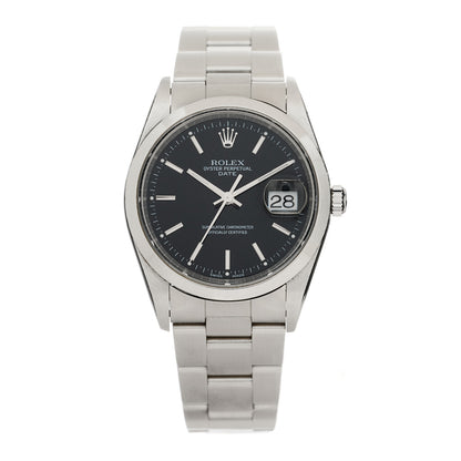 Rolex Stainless Steel 34mm Oyster Perpetual Date Watch Black 15200 1 of 4