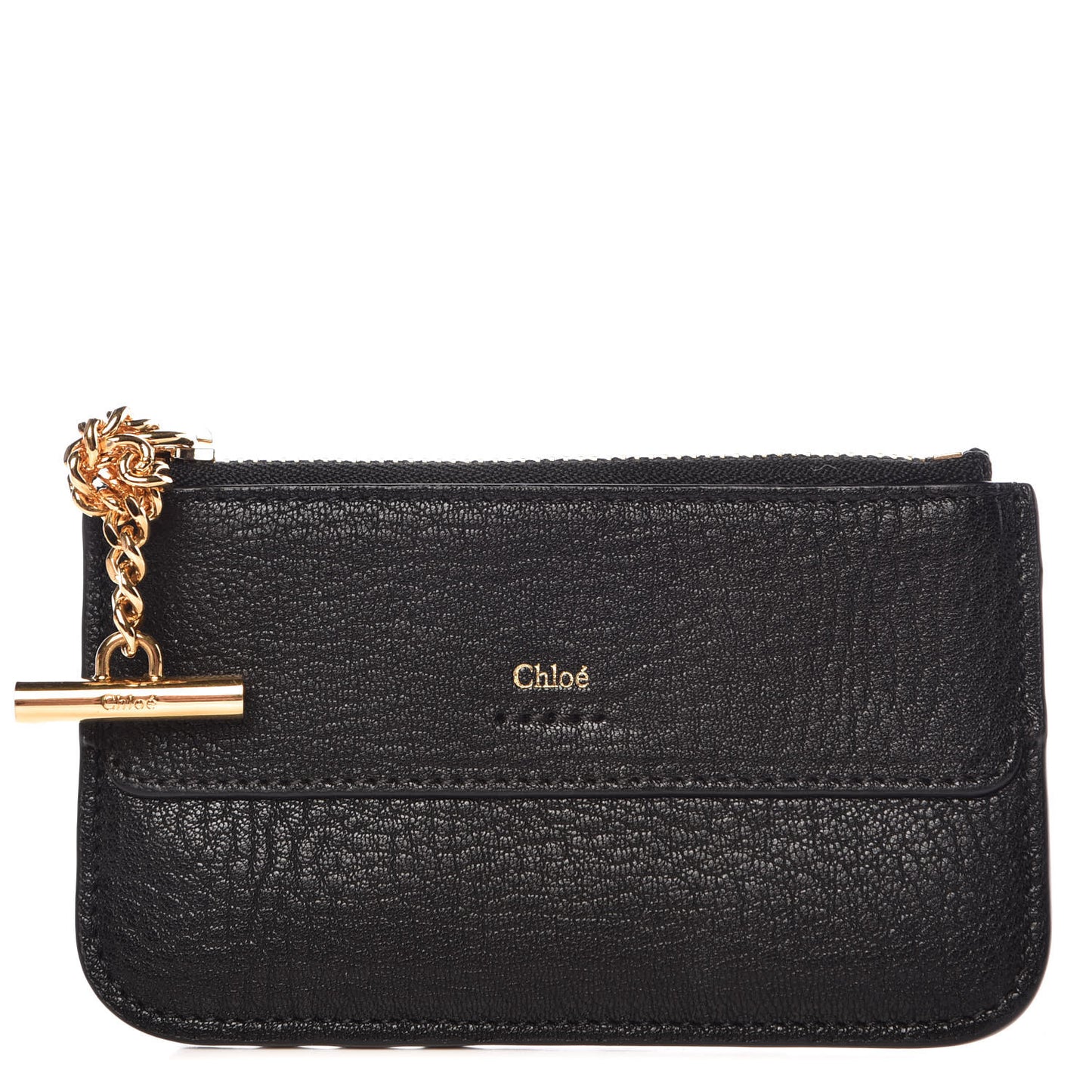 Grained Calfskin Drew Card Holder Black