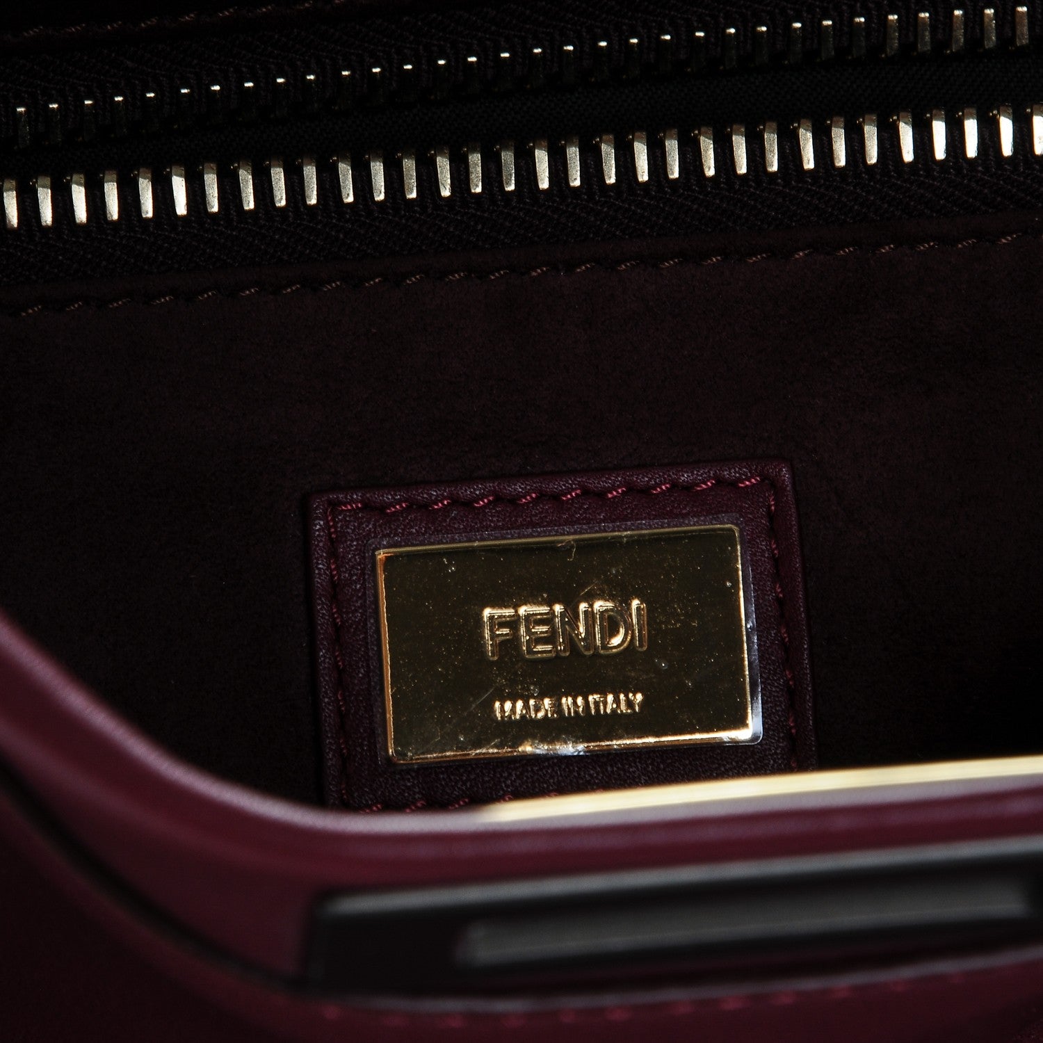 Fendi Vitello Dolce Marmol Large Peekaboo Iconic Satchel Bordeaux Graphite 6 of 7