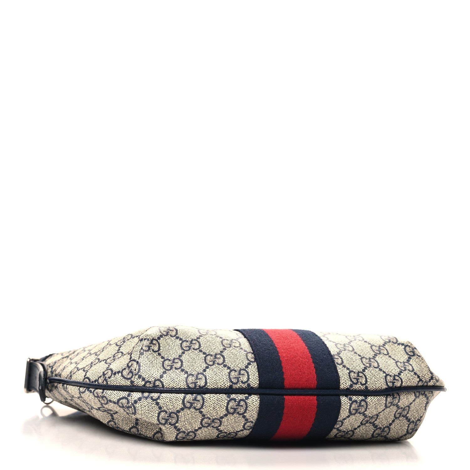 Gucci GG Supreme Monogram Textured Dollar Calfskin Web Small Ophidia Half Moon Hobo Beige Blue 4 of 10